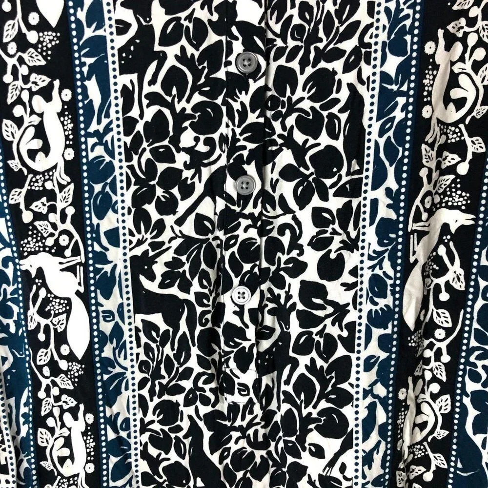 LOFT | Forest Animal Printed Half Button Blouse - Picture 5 of 6